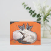 Cozy Couple Siamese Cat Briefkaart (Staand voorkant)
