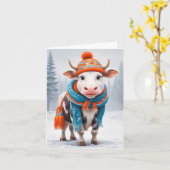 Cozy Cow Winter  Kaart (Gele Bloem)