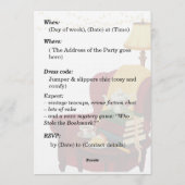 Cozy Crime & Cake Book Club Birthday Invite Kaart (Achterkant)