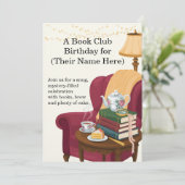 Cozy Crime & Cake Book Club Birthday Invite Kaart (Staand voorkant)