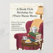 Cozy Crime & Cake Book Club Birthday Invite Kaart (Voorkant)