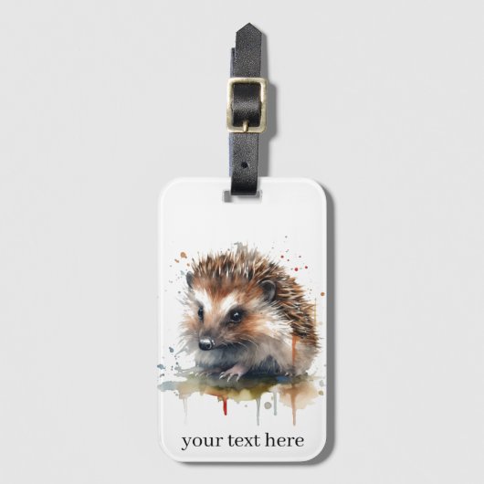 Cozy Critter: Egel in de Waterverf Bagagelabel (Voorkant (verticaal))