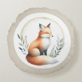 Cozy Critter - Fox Illustration  Rond Kussen