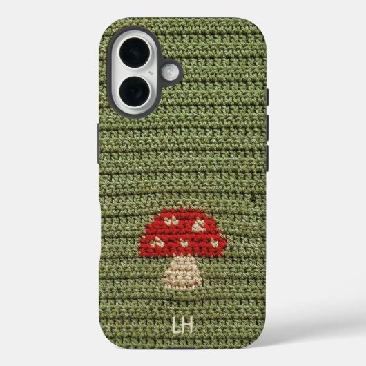 Cozy Crochet Mushroom Yarn Custom Name Initials Case-Mate iPhone Case (Achterkant)