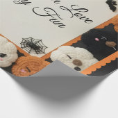 Cozy Crochet Pumpkin Halloween Wrapping Paper  Cadeaupapier (Hoek)