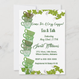 Cozy Cuppa Green Tea Cups vanmiddag Tea Party Kaart