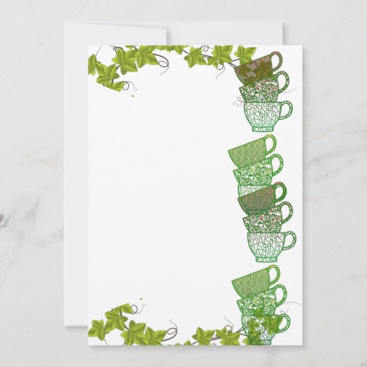Cozy Cuppa Green Tea Cups vanmiddag Tea Party Kaart (Achterkant)