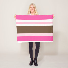 Cozy Custom Fleece Blanket Brown & Pink Stripe Deken
