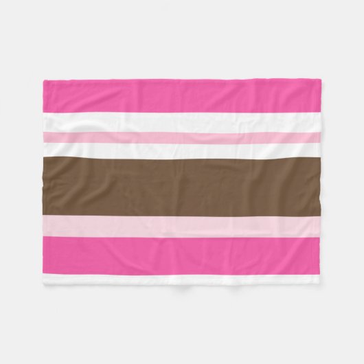 Cozy Custom Fleece Blanket Brown & Pink Stripe Deken (Voorkant (Horizontaal))