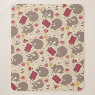 Cozy Cute Cat Lovers Collage Pattern Sherpa Deken