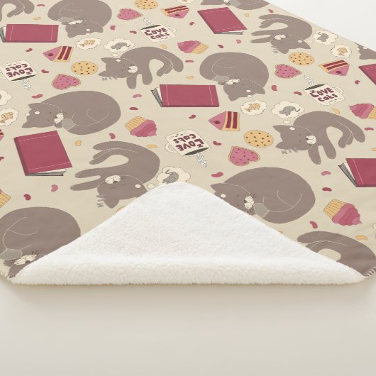 Cozy Cute Cat Lovers Collage Pattern Sherpa Deken (3/4)