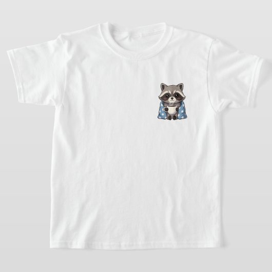 Cozy Cute Raccoon Wrapped in Polka Dot Blanket T-shirt (Laagn)