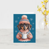 Cozy Dachshund Dog With Hot Cocoa Holiday Winter S Kaart (Gele Bloem)