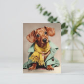 Cozy Dachshund Fashion Portrait Briefkaart (Staand voorkant)