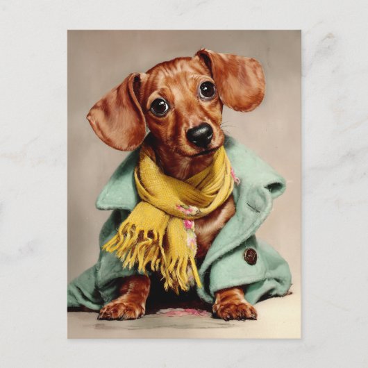Cozy Dachshund Fashion Portrait Briefkaart (Voorkant)