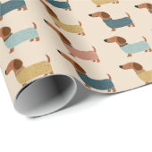 Cozy Dachshund Sweater Pattern Cadeaupapier (Rol Hoek)