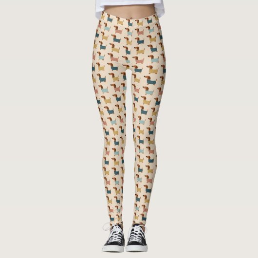 Cozy Dachshund Sweater Pattern Leggings (Voorkant)