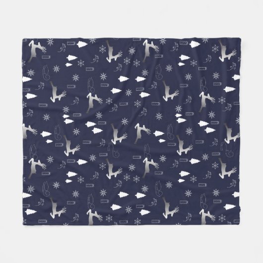 Cozy Dark Fleece Blanket with Silver Reindeer (Voorkant (Horizontaal))