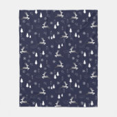 Cozy Dark Fleece Blanket with Silver Reindeer Deken (Voorkant)