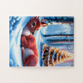 Cozy deer nestled by Christmas tree in forest Legpuzzel (Horizontaal)