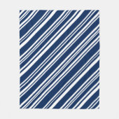 Cozy Diagonal Indigo en White Stripes Fleece Deken (Voorkant)