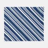 Cozy Diagonal Indigo en White Stripes Fleece Deken (Voorkant (Horizontaal))