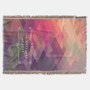 Cozy Diamond Pattern Personalized Throw Blanket Deken