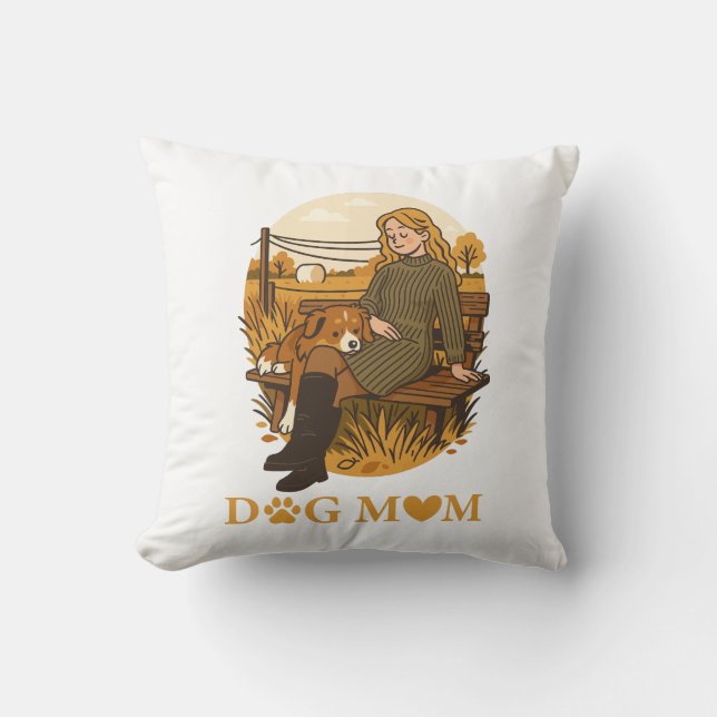 Cozy Dog Mom Bonding Moment With Her Companion Kussen (Voorkant)
