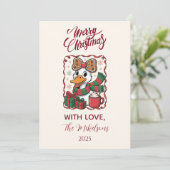 Cozy Duck Christmas Feestdagenkaart (Staand voorkant)