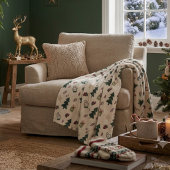 Cozy Dusty Blue Watercolor Christmas Tree Pattern Fleece Deken