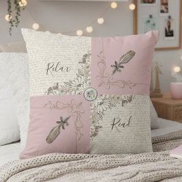 Cozy Dusty Pink Rose Book Lover Décor Kussen