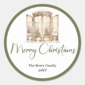 Cozy Earth Tone Kerst Custom Naam Stickers (Voorkant)