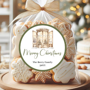 Cozy Earth Tone Kerst Custom Naam Stickers