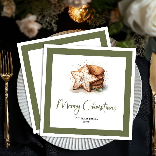 Cozy Earthy Christmas Cookies Personalized Napkins Servet