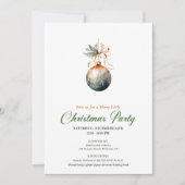 Cozy Earthy Colors Christmas Bauble Party Invite Kaart (Voorkant)