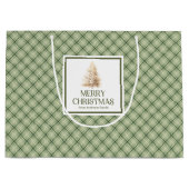 Cozy Elegant Christmas Gift Bag Neutral Earthy Loo Groot Cadeauzakje (Voorkant)