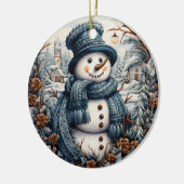 Cozy Embroidery Snowman Christmas – Holiday Keramisch Ornament (Links)