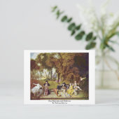 Cozy Entertainment buitenshuis door Watteau Antoin Briefkaart (Staand voorkant)