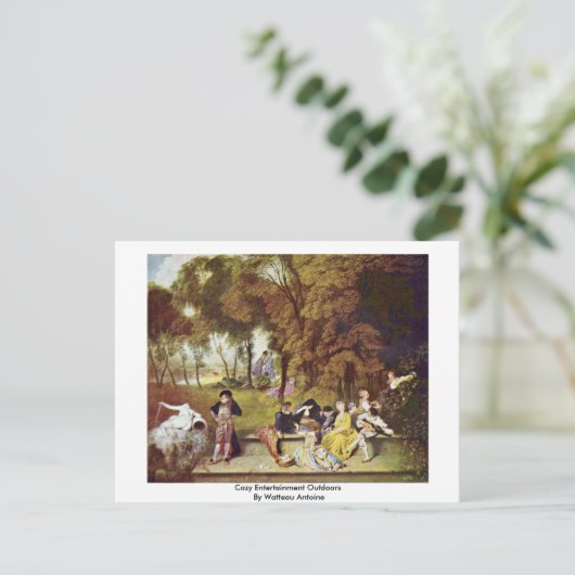 Cozy Entertainment buitenshuis door Watteau Antoin Briefkaart (Staand voorkant)