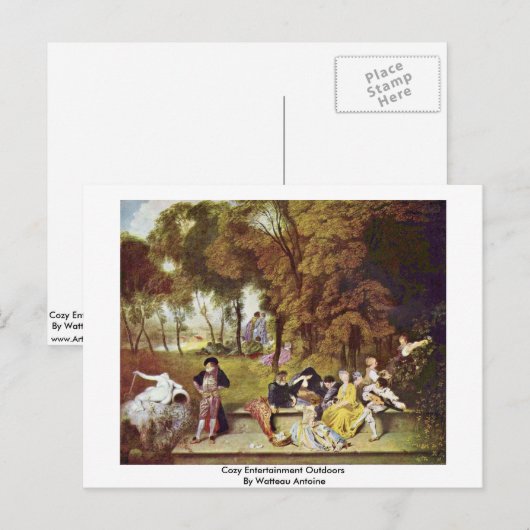 Cozy Entertainment buitenshuis door Watteau Antoin Briefkaart (Voorkant / Achterkant)