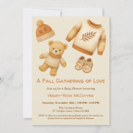 Cozy Fall Baby Shower | Neutral Cream & orange Kaart
