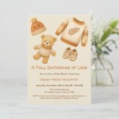 Cozy Fall Baby Shower | Neutral Cream & orange Kaart (Staand voorkant)