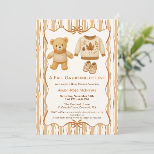 Cozy Fall Baby Shower | Neutral Cream & orange Kaart (Staand voorkant)