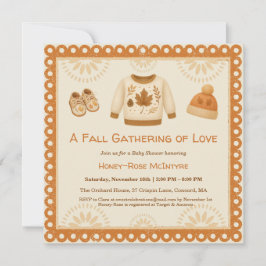 Cozy Fall Baby Shower | Neutral Cream & orange Kaart