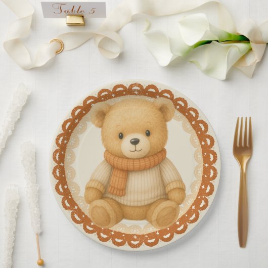 Cozy Fall Baby Shower | Neutral Cream & orange Papieren Bordje (Huwelijk)