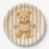 Cozy Fall Baby Shower | Neutral Cream & orange Papieren Bordje (Voorkant)