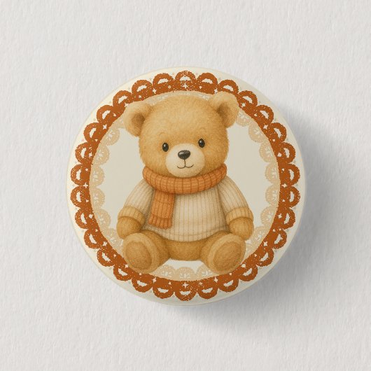 Cozy Fall Baby Shower | Neutral Cream & orange Ronde Button 3,2 Cm (Voorkant)