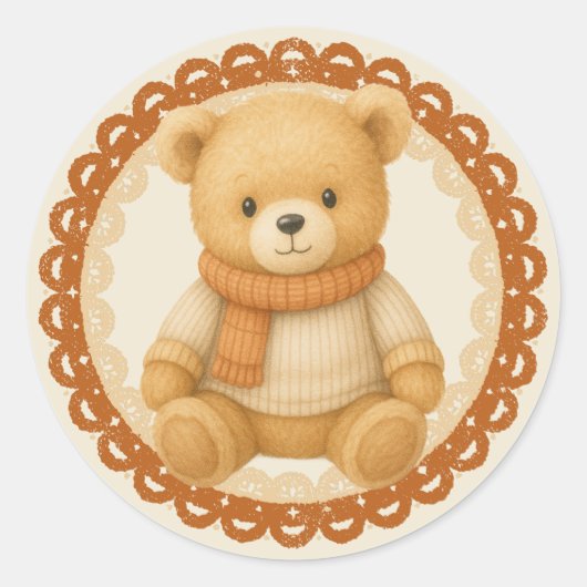 Cozy Fall Baby Shower | Neutral Cream & orange Ronde Sticker (Voorkant)