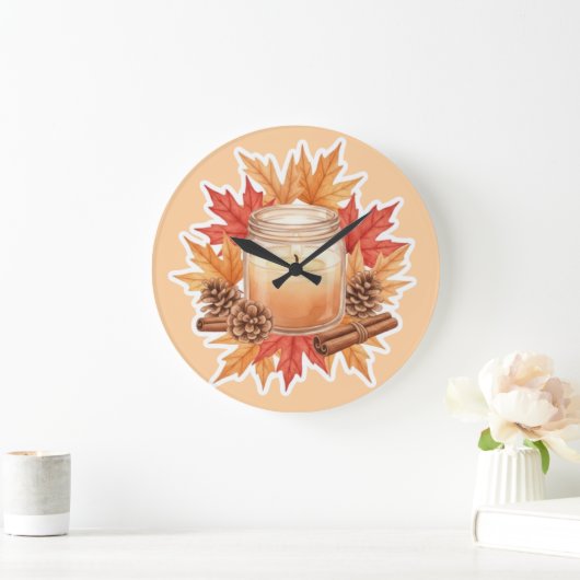 Cozy Fall Candle with Maple Leaves | Autumn Design Grote Klok (Huis)