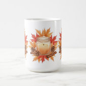 Cozy Fall Candle with Maple Leaves | Autumn Design Koffiemok (Center)